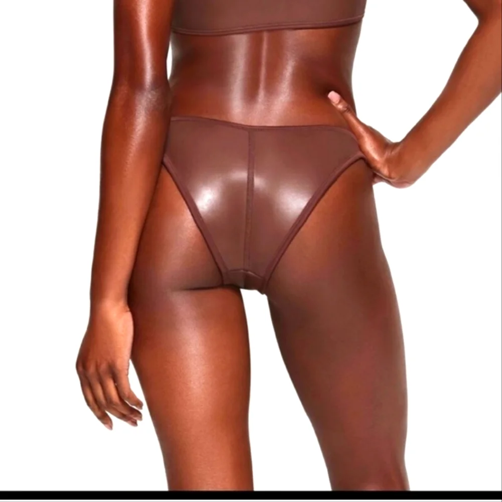NWT SKIMS Rubberized Scuba Swim Tanga Bikini Bottom Cocoa Plus 4X